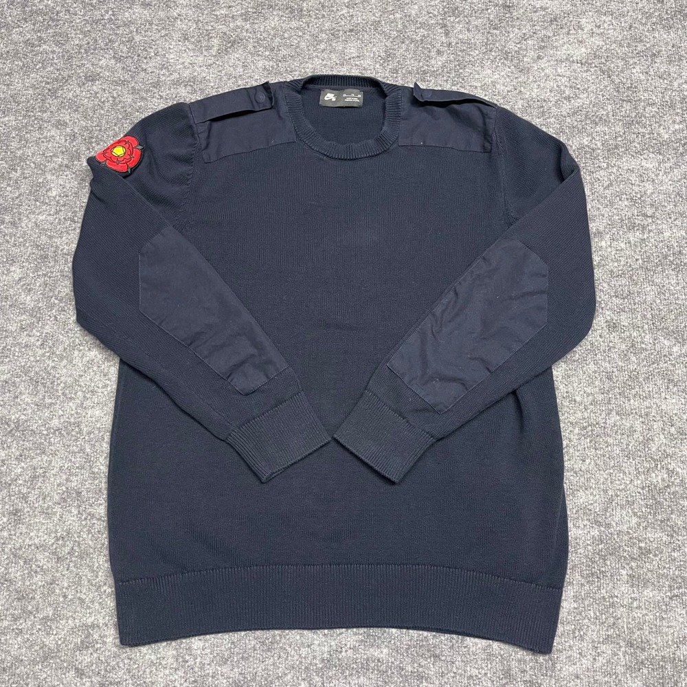 Nike SB Sweater Mens XXL 2XL Navy Blue Military Rose Commando Elbow Patch